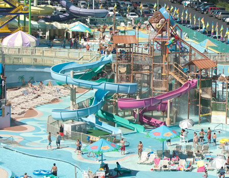 A great view of Jolly Rogers Splash Mountain Water Park in Ocean City, MD.
